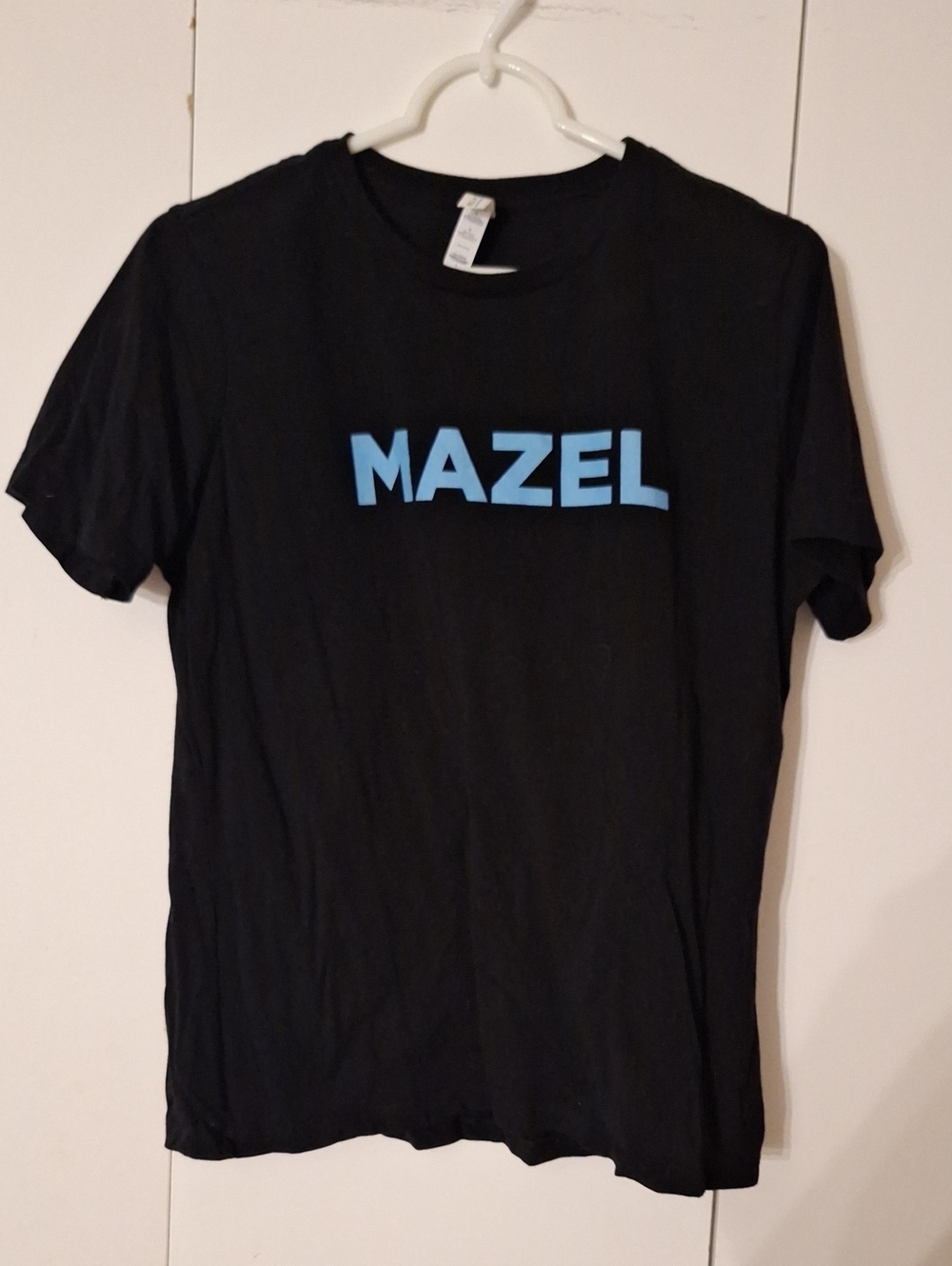 Bella Canvas Black T-Shirt with Light Blue MAZEL Print